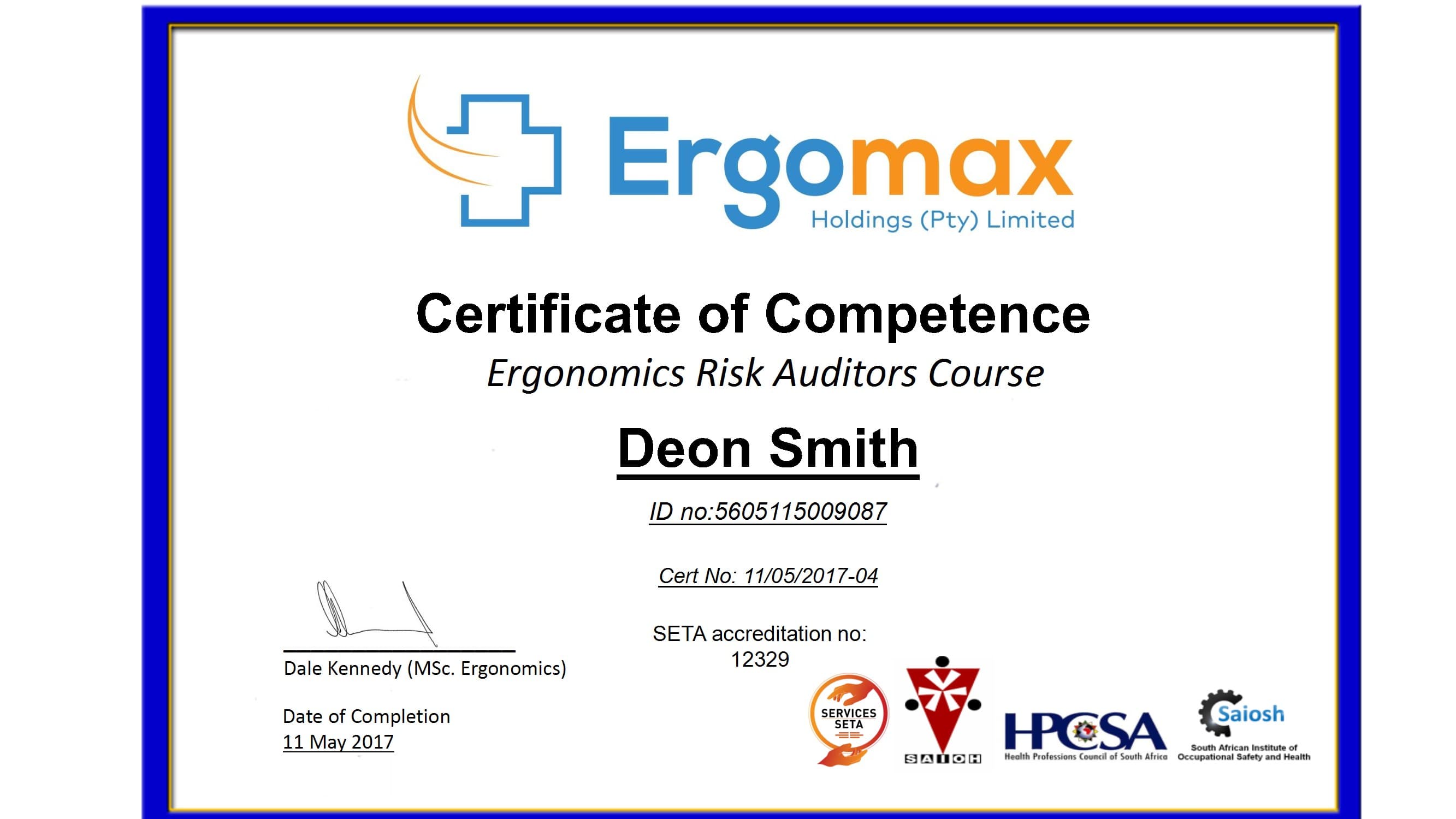 Ergonomics Qualification